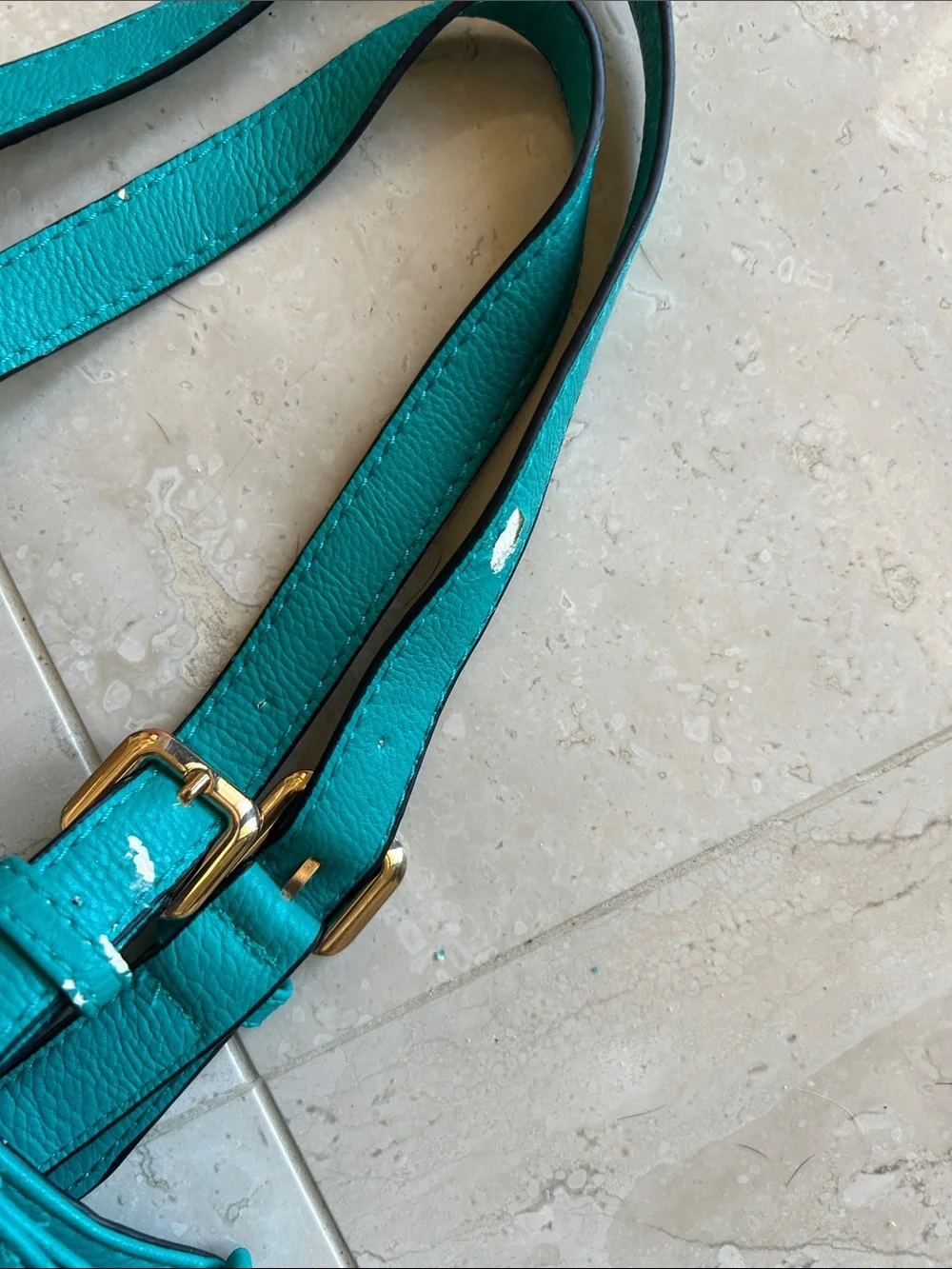 Michael Kors Teal Leather Logo Tote with Gold Medallion